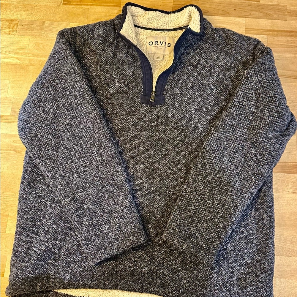 Orvis Women's Heathered Blue Zip-Up Sweater